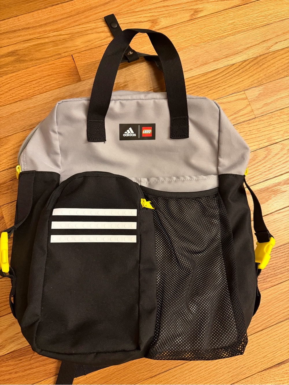 adidas Kids Black & Gray Backpack with Yellow Accents